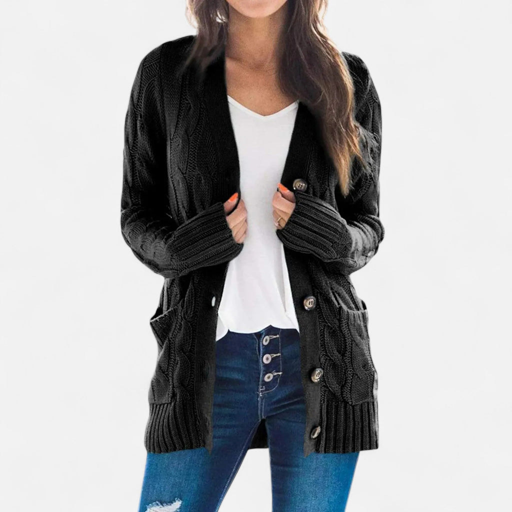 Women’s Long Knit Cardigan Vest – Autumn Elegance - Sofia Maris