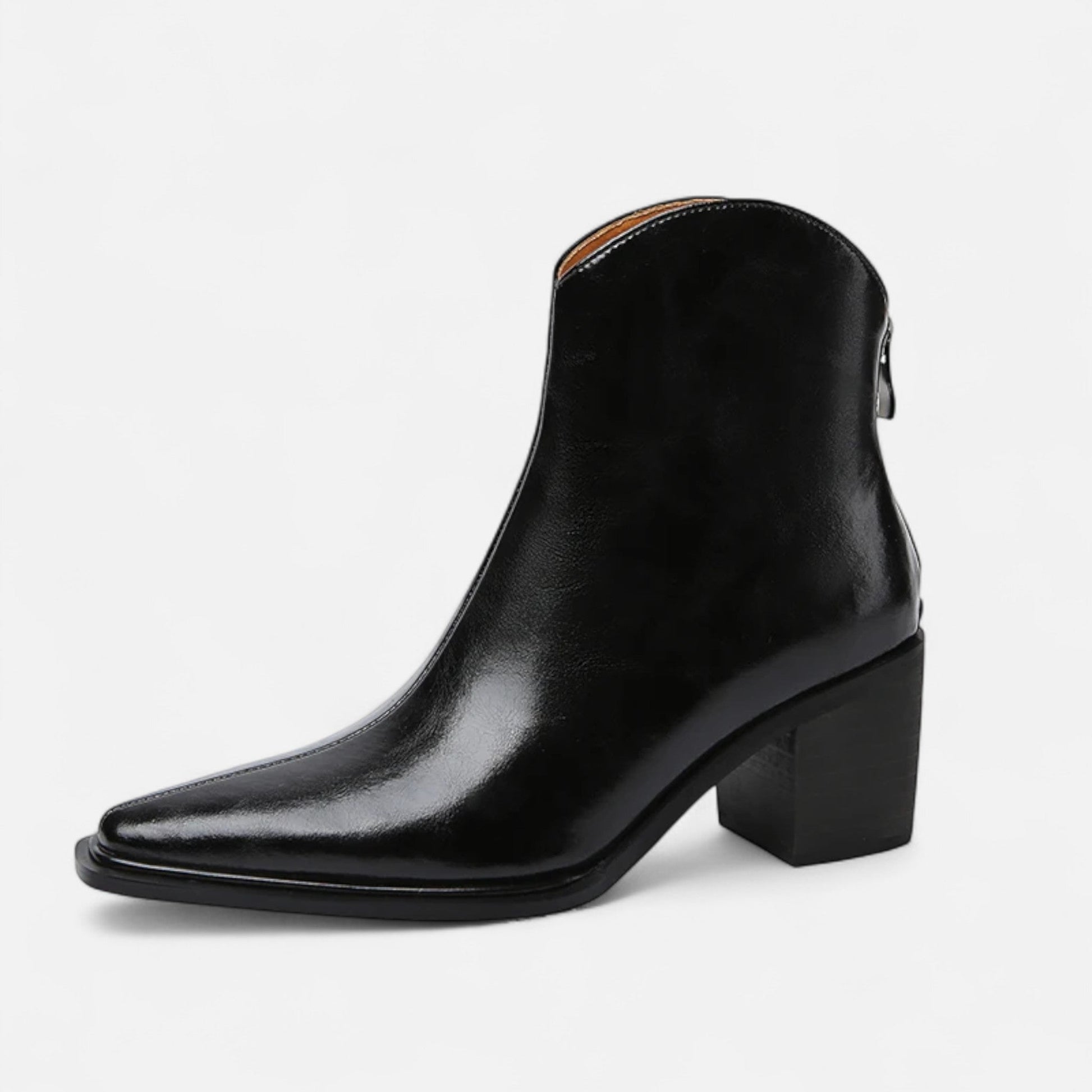 Women’s Pointed Toe PU Leather Heeled Boots - Sofia Maris