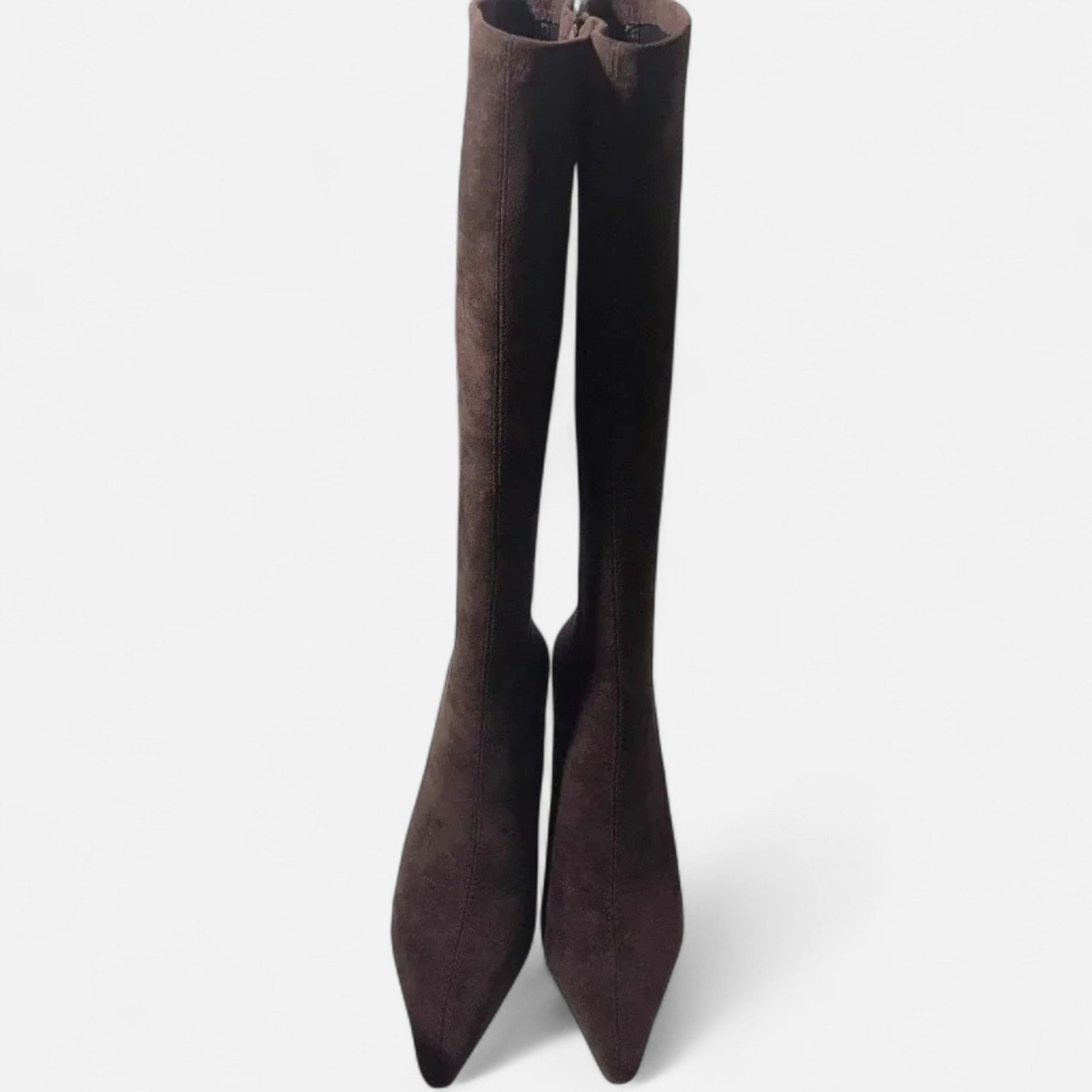The Sofia Women’s Suede Thigh-High Heeled Boots - Sofia Maris