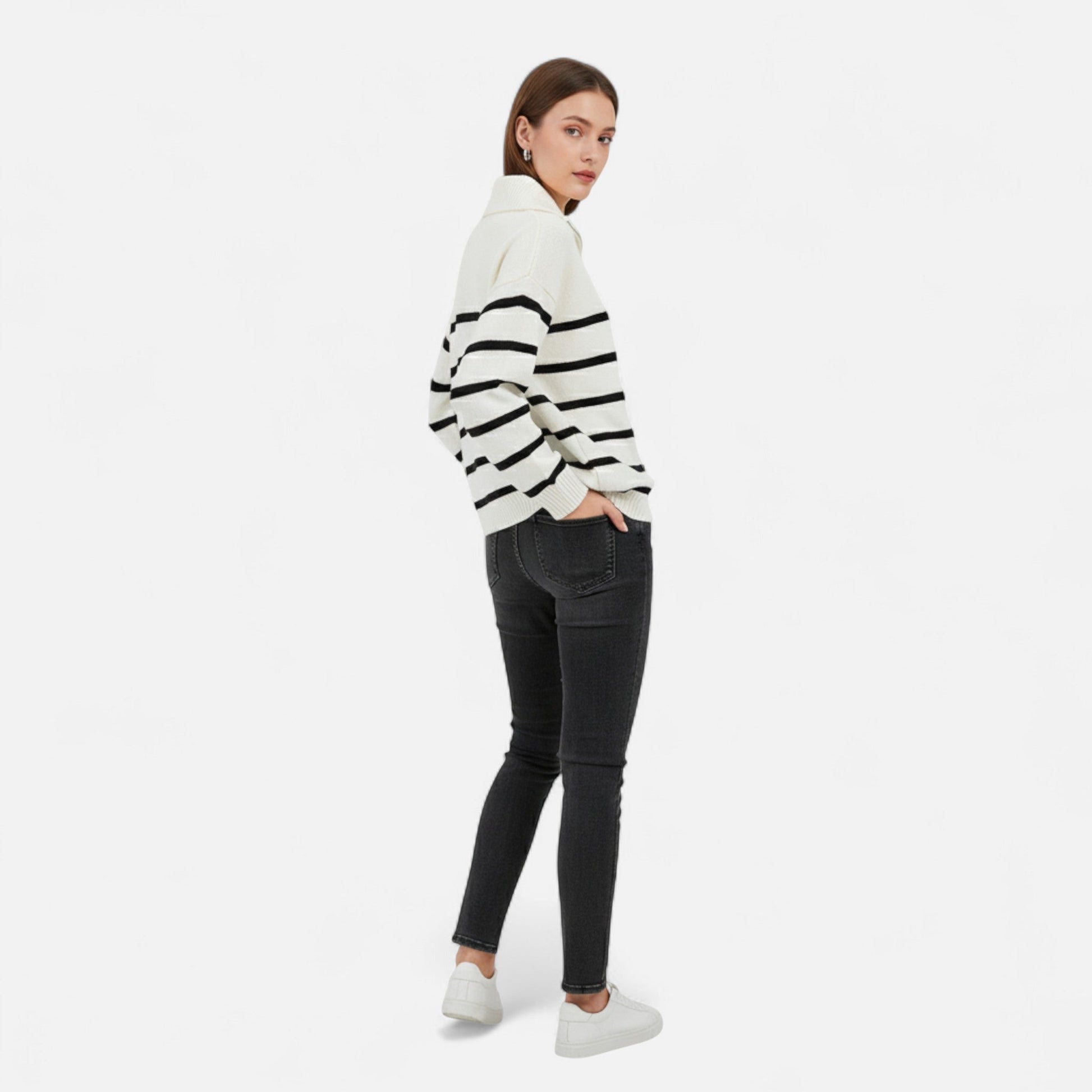 Sofia Maris Women's Striped Polo Sweater – Refined Autumn Heritage - Sofia Maris