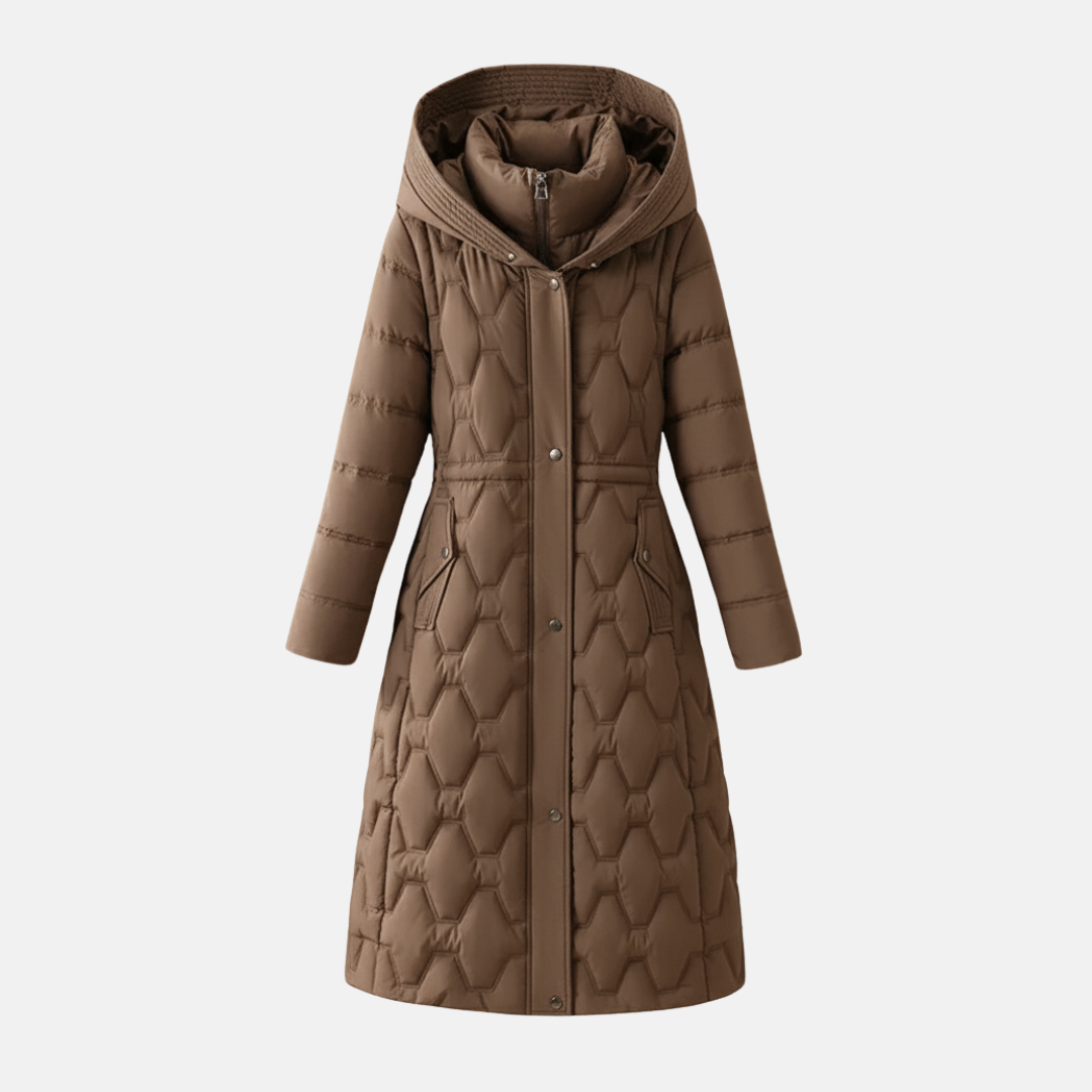 Isla Long Coat | Hooded Belted Snap Coat