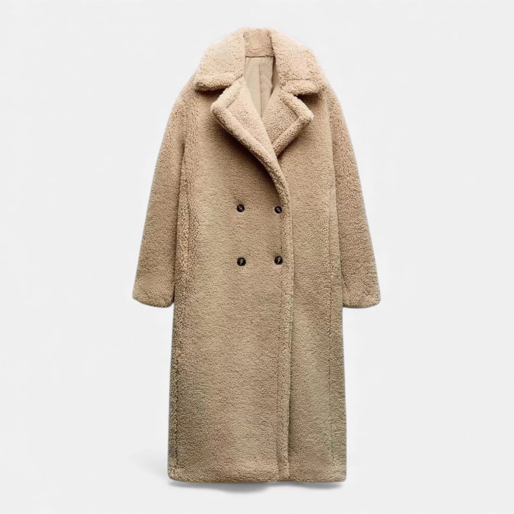 Sofia Maris | Women’s Long Double-Breasted Teddy Coat