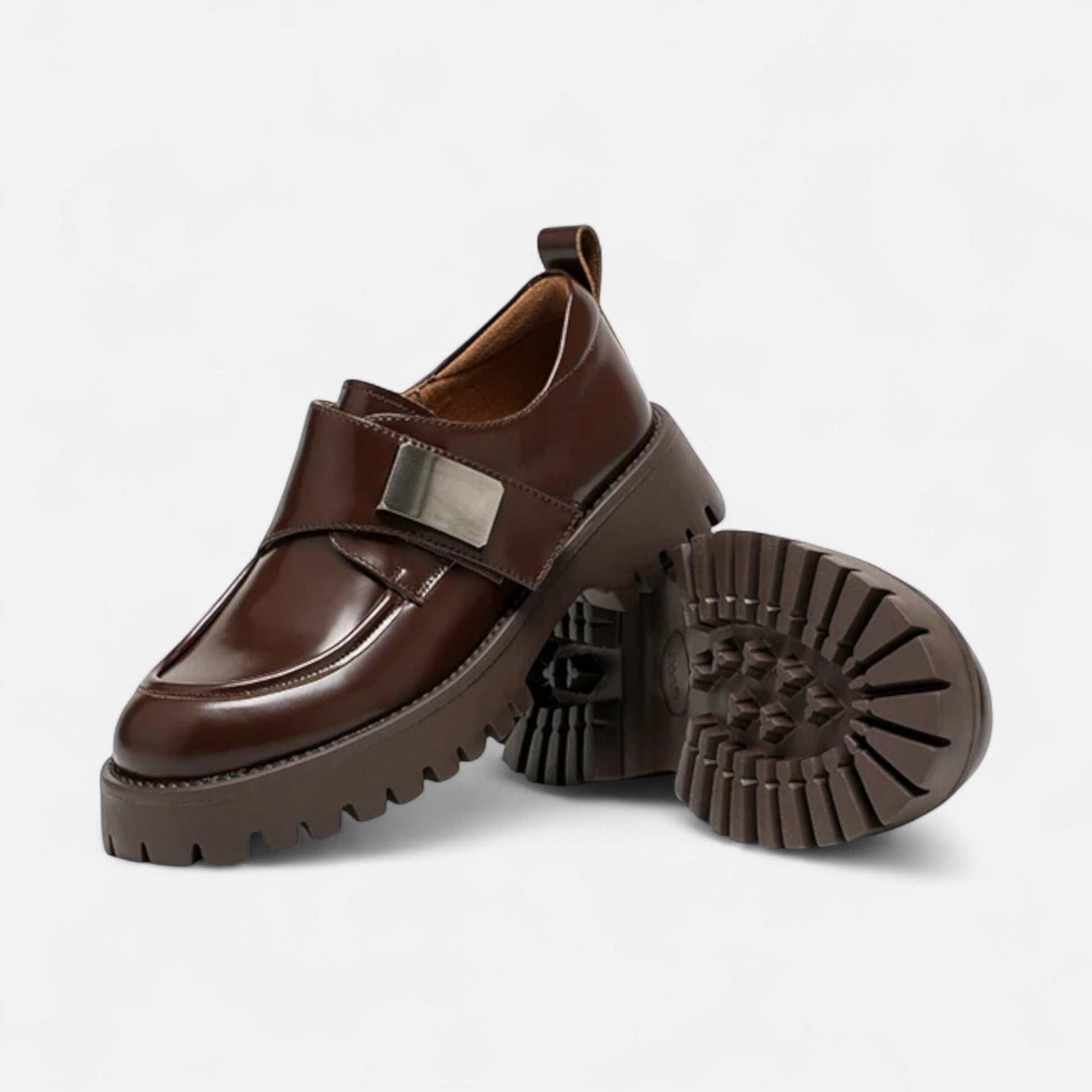 Sofia Maris Women’s Leather Derby Shoes – Round Toe Buckle Flats - Sofia Maris