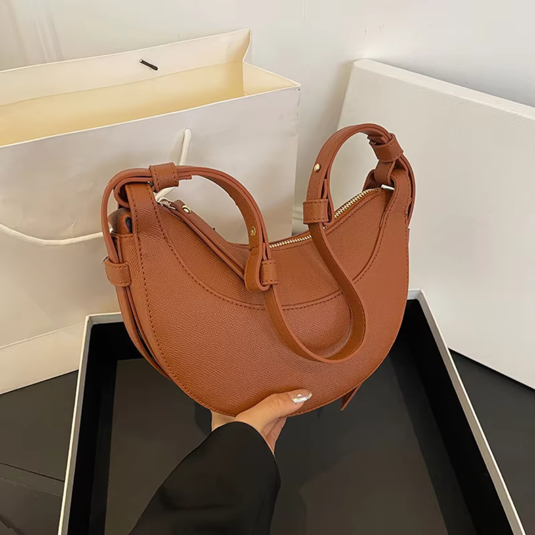 Women's Crescent Shoulder Bag with Zip Pocket and Adjustable Strap - Sofia Maris