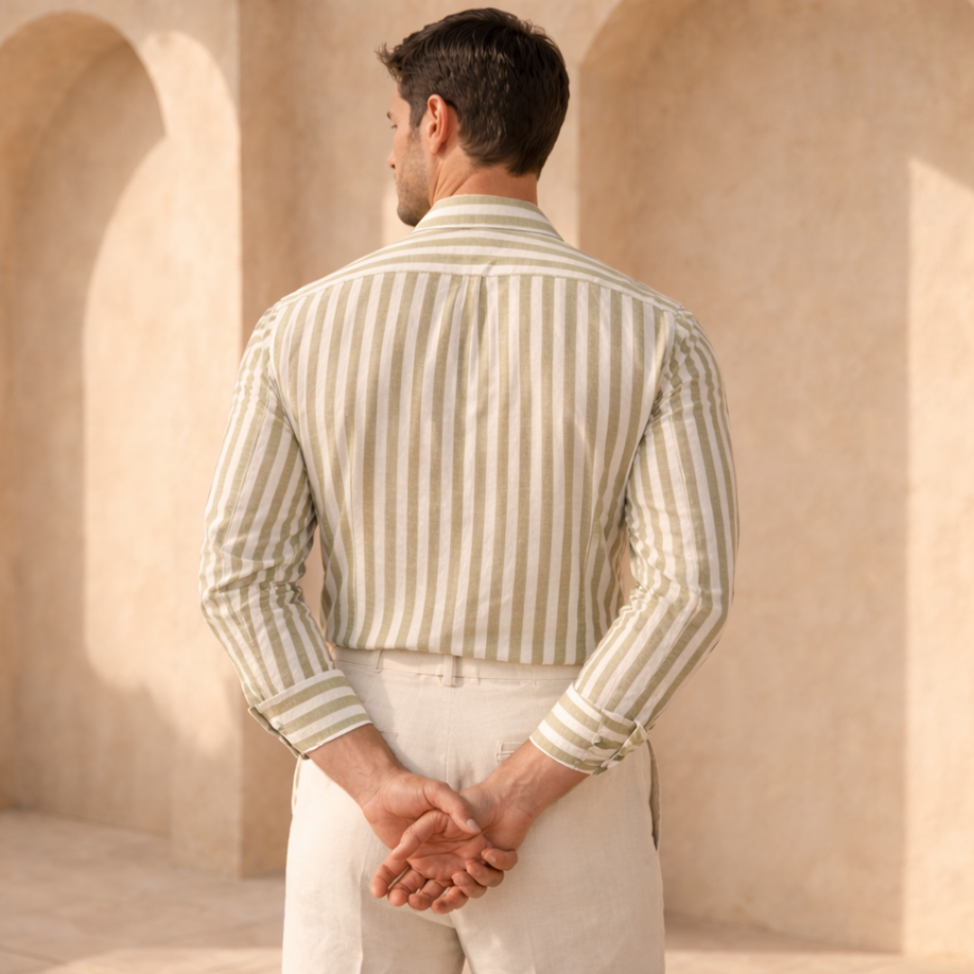 Men’s Cotton Striped Collared Shirt