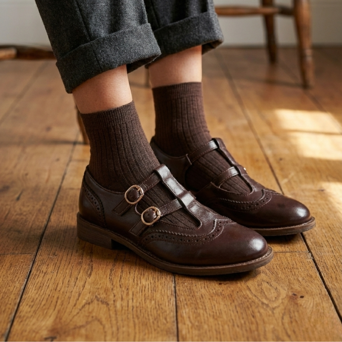 Women’s Classic Mary Jane Shoes – Low-Heel Buckle Flats