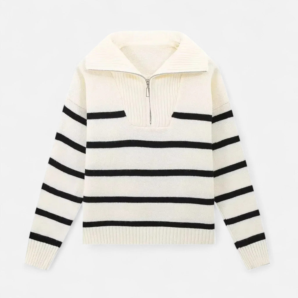 Sofia Maris Women's Striped Polo Sweater – Refined Autumn Heritage - Sofia Maris