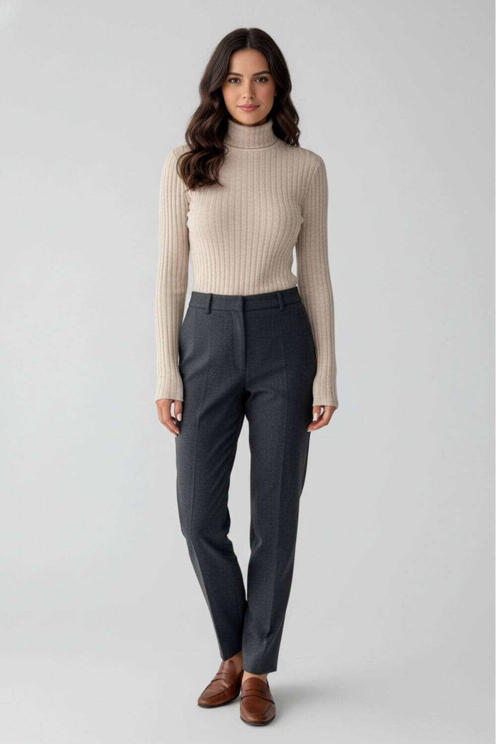 Sofia Maris Women’s Ribbed Roll Neck Slim Fit Knit Jumper - Sofia Maris