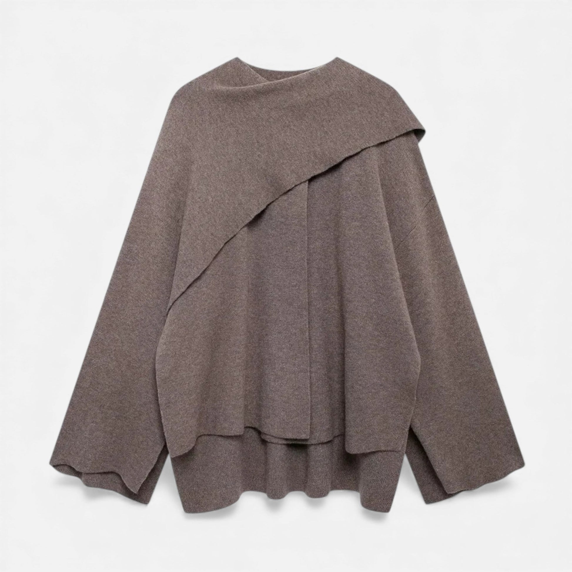 Women’s Elegant Wool-Feel Poncho Cardigan - Sofia Maris