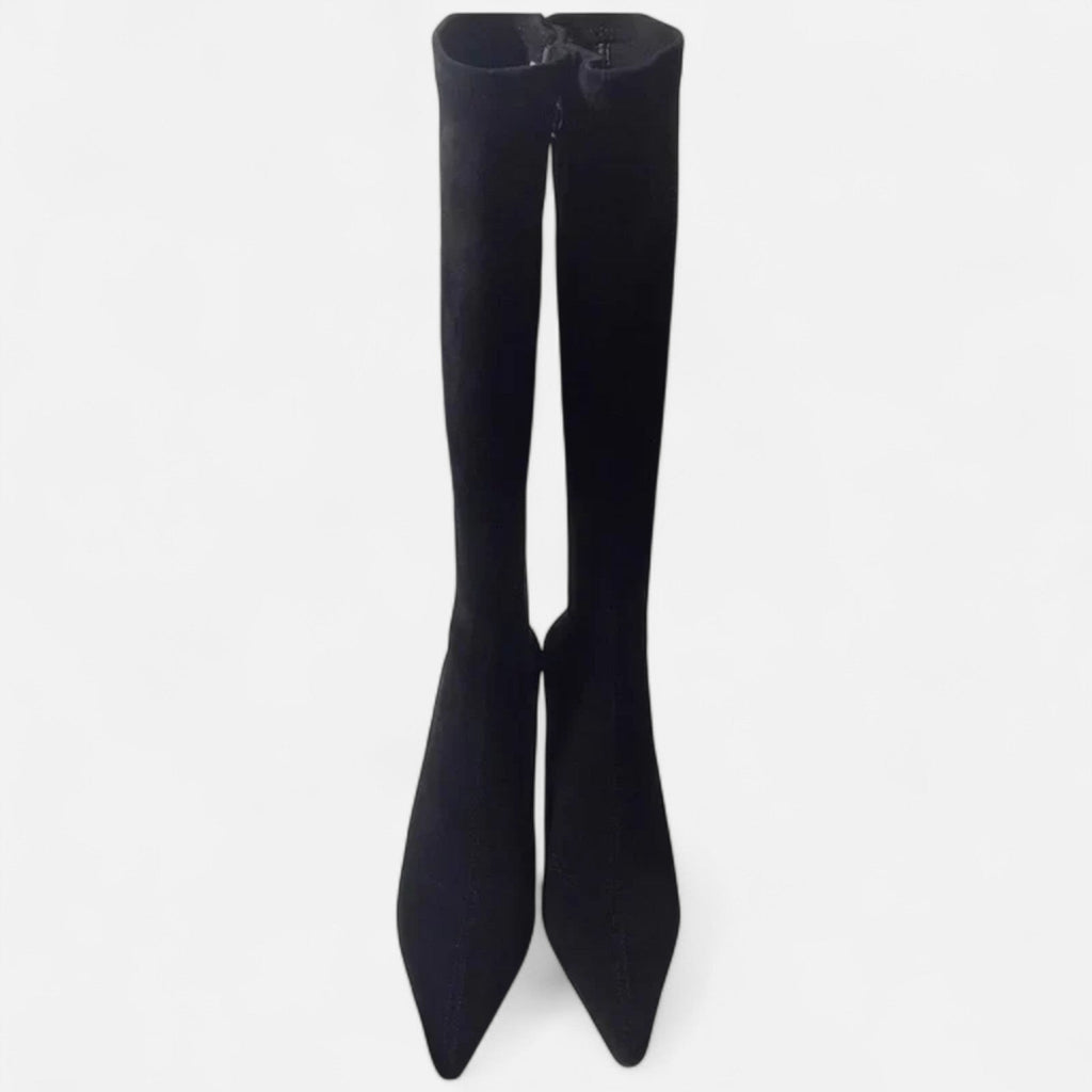 The Sofia Women’s Suede Thigh-High Heeled Boots - Sofia Maris