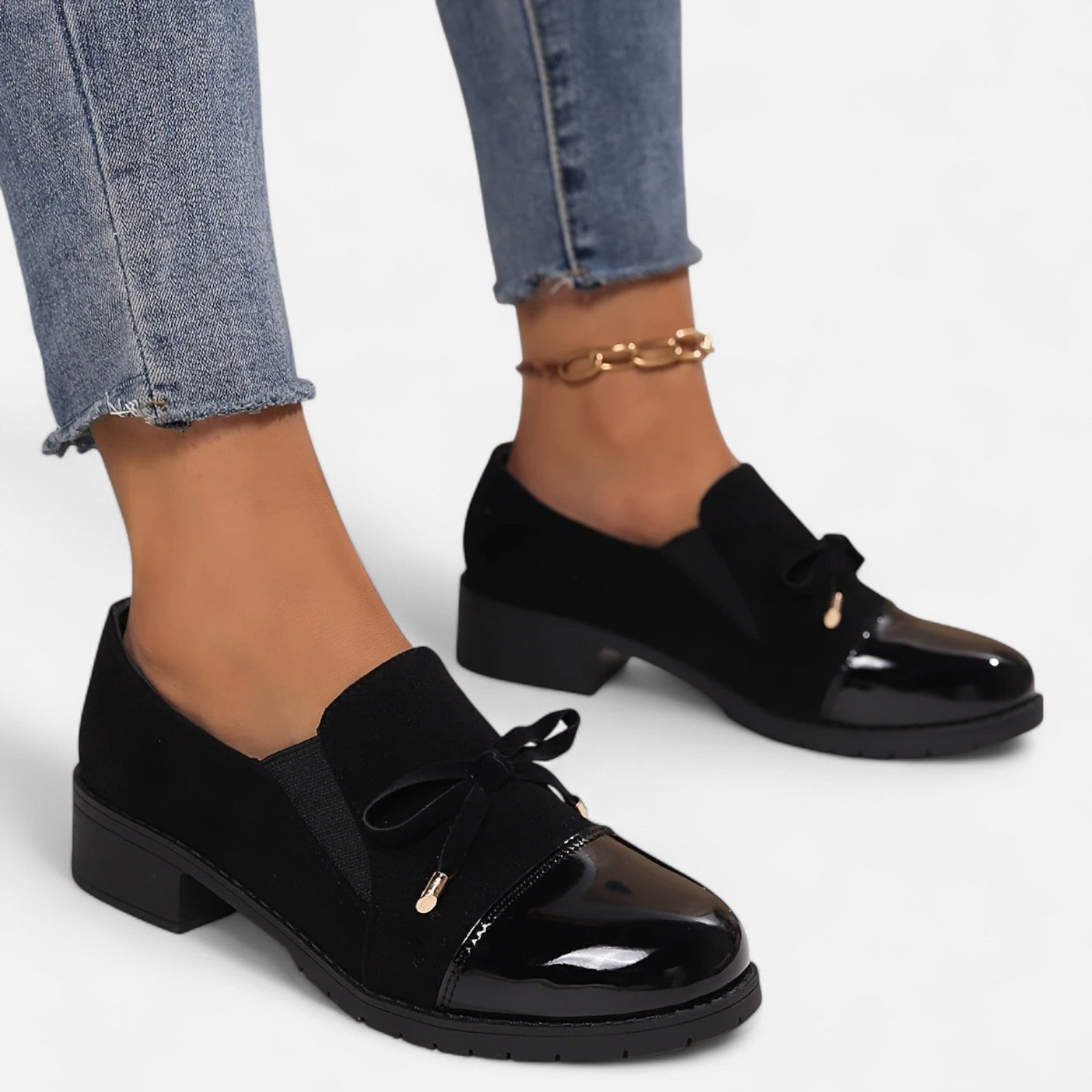 The Sofia Women’s Retro Bow‑knot Chunky‑Heel Loafers - Sofia Maris