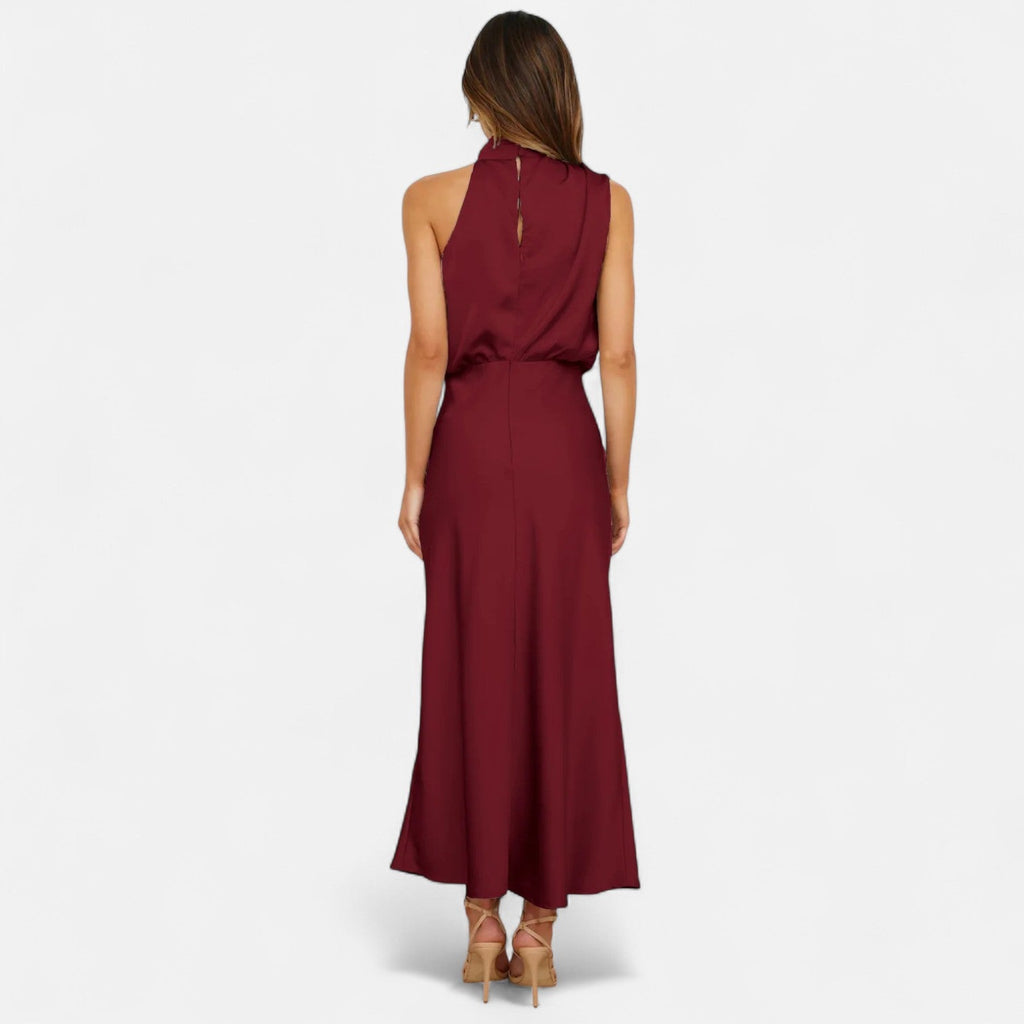 Sofia Maris Women’s Satin Sleeveless Long Dress – Fluid Drape, Timeless Elegance - Sofia Maris