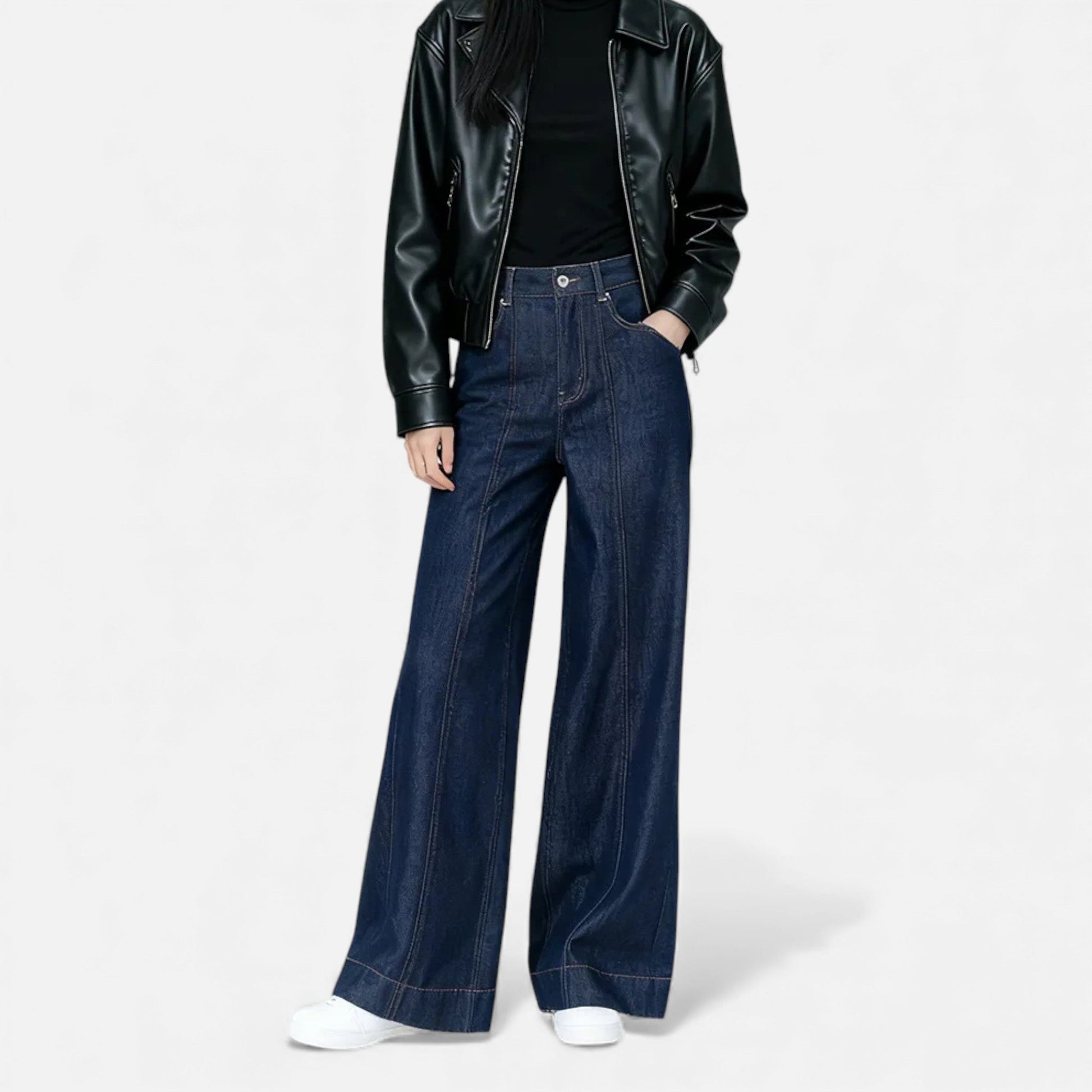 Sofia Maris | Women’s High-Waist Wide Leg Cotton-Blend Jeans