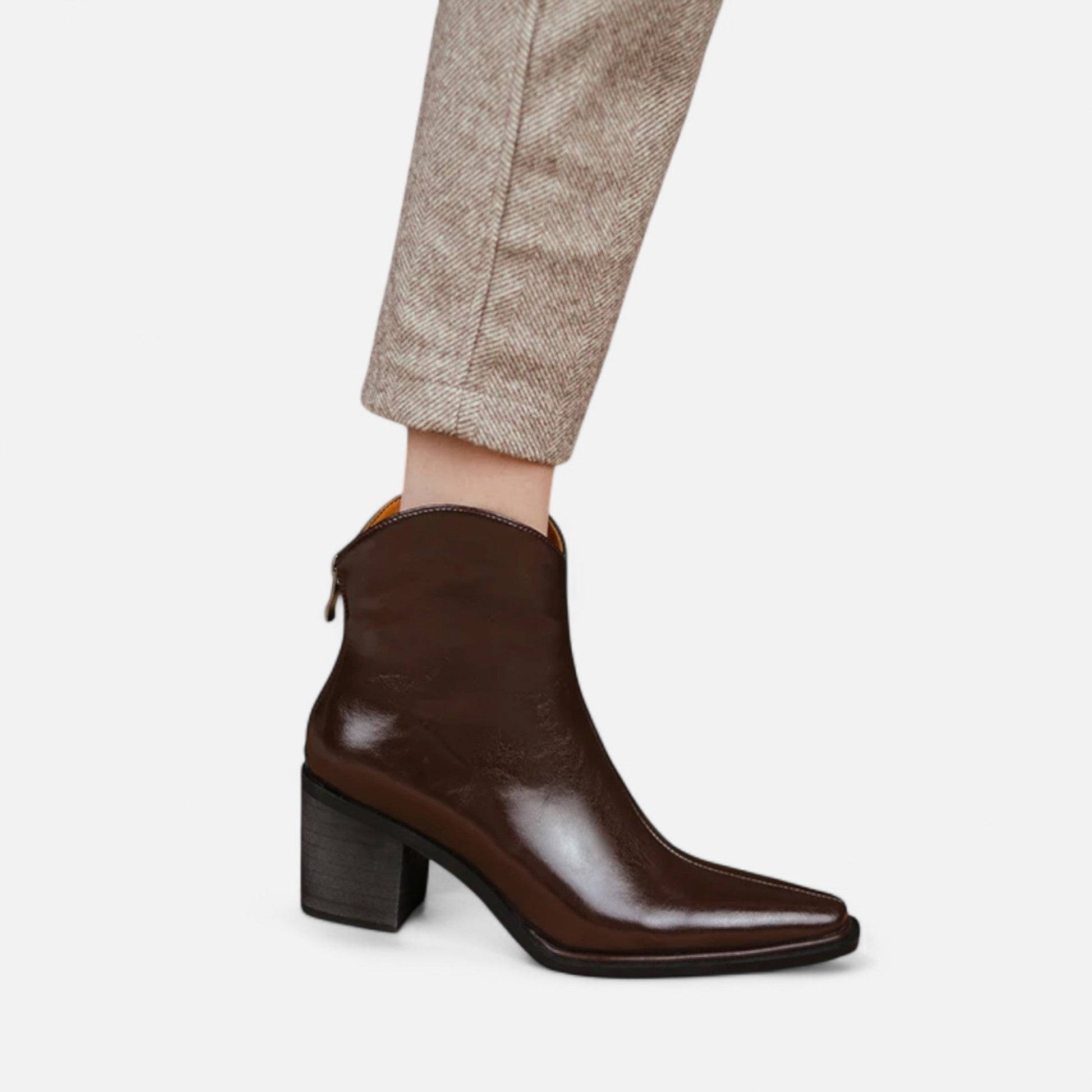 Women’s Pointed Toe PU Leather Heeled Boots - Sofia Maris