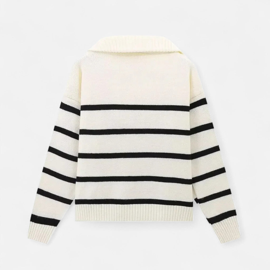 Sofia Maris Women's Striped Polo Sweater – Refined Autumn Heritage - Sofia Maris