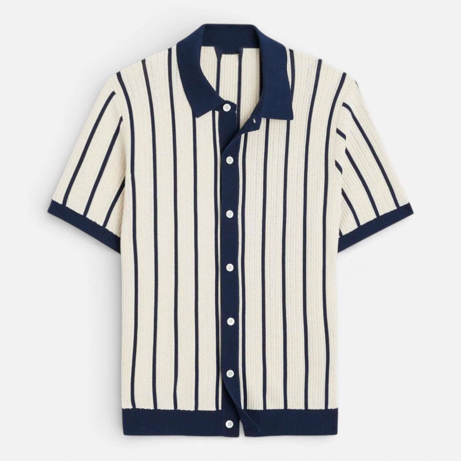 Men’s Striped Knit Polo Shirt Breathable Summer Classic Fit