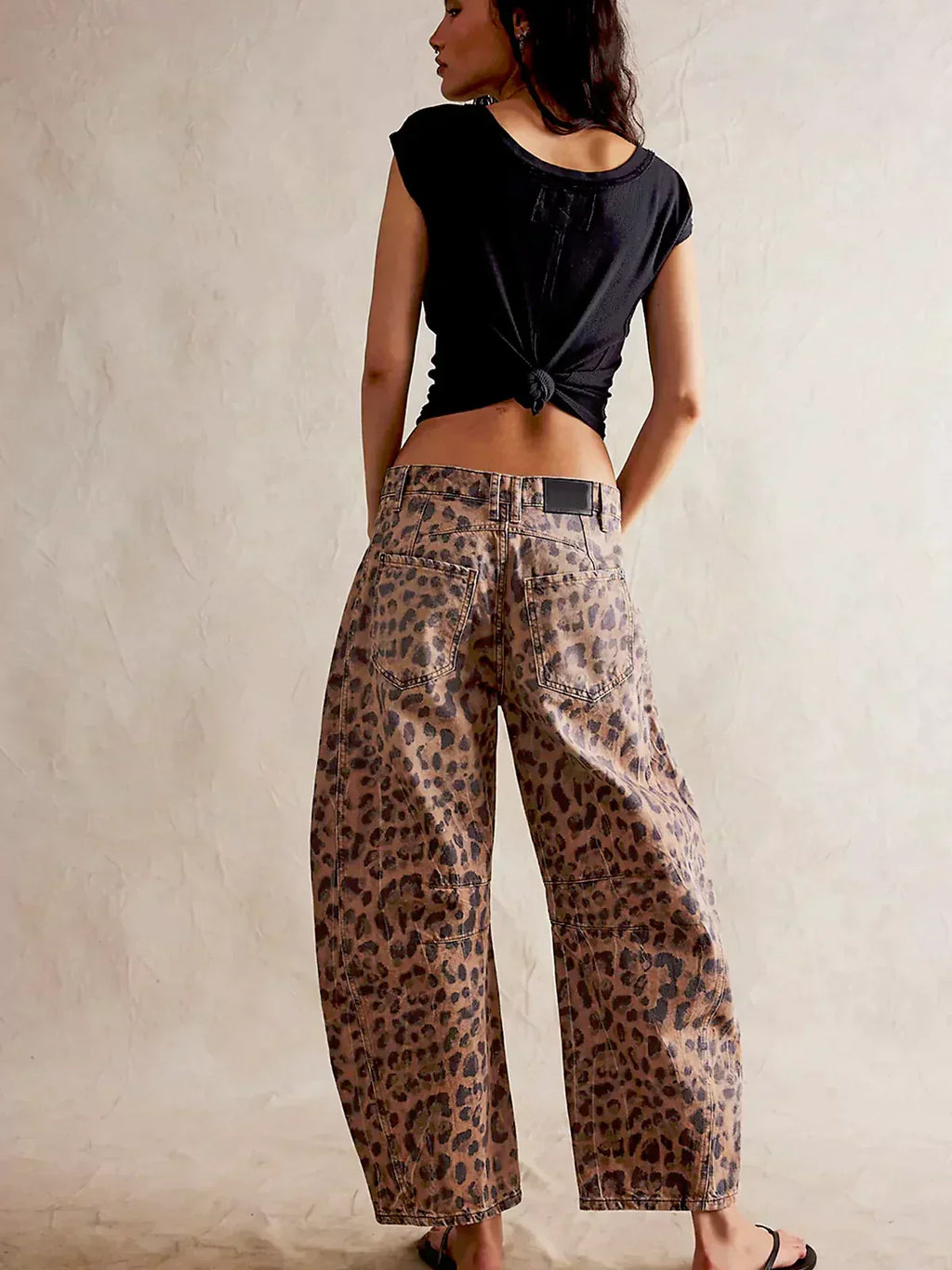 Women's leopard-print barrel jeans - Sofia Maris