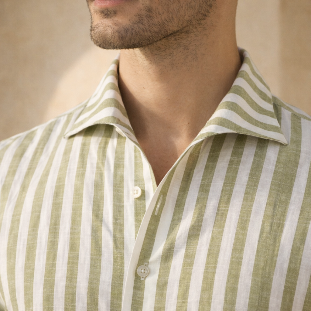 Men’s Cotton Striped Collared Shirt