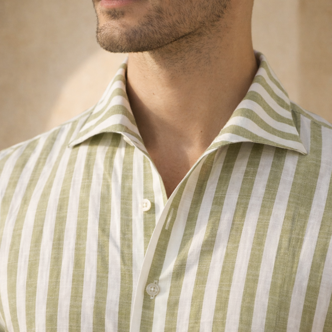 Men’s Cotton Striped Collared Shirt