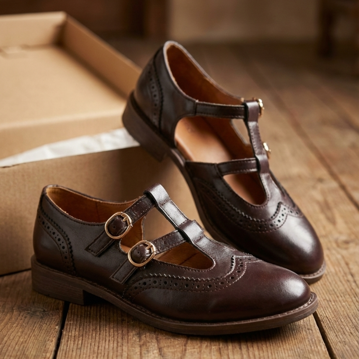 Women’s Classic Mary Jane Shoes – Low-Heel Buckle Flats