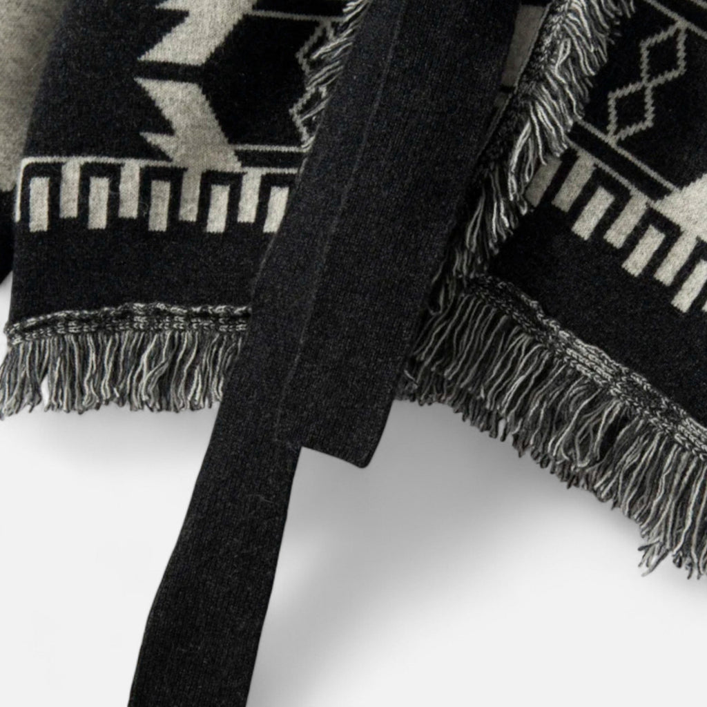 Women’s 100% Cashmere Tassel Cardigan – Vintage Jacquard Elegance - Sofia Maris