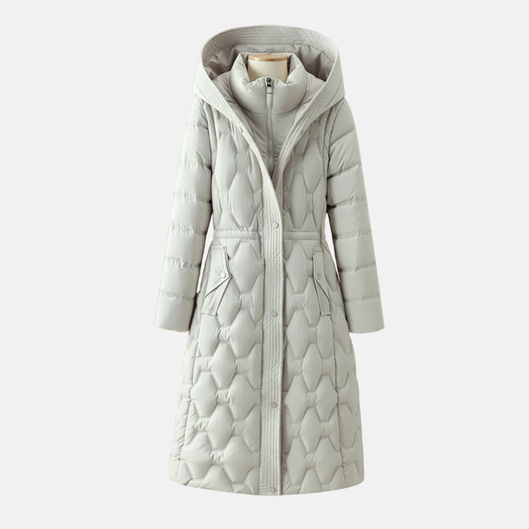 Isla Long Coat | Hooded Belted Snap Coat