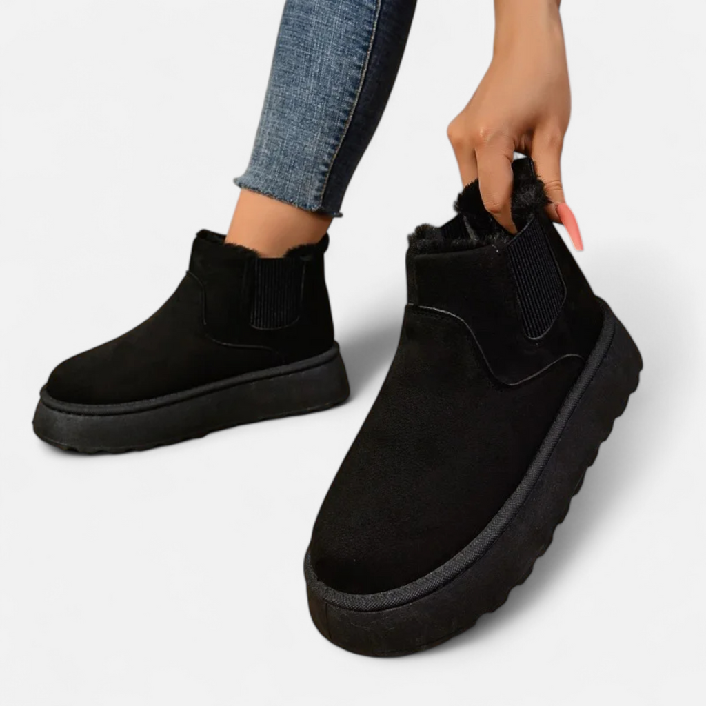 Women’s Short Plush Platform Ankle Boots - Sofia Maris