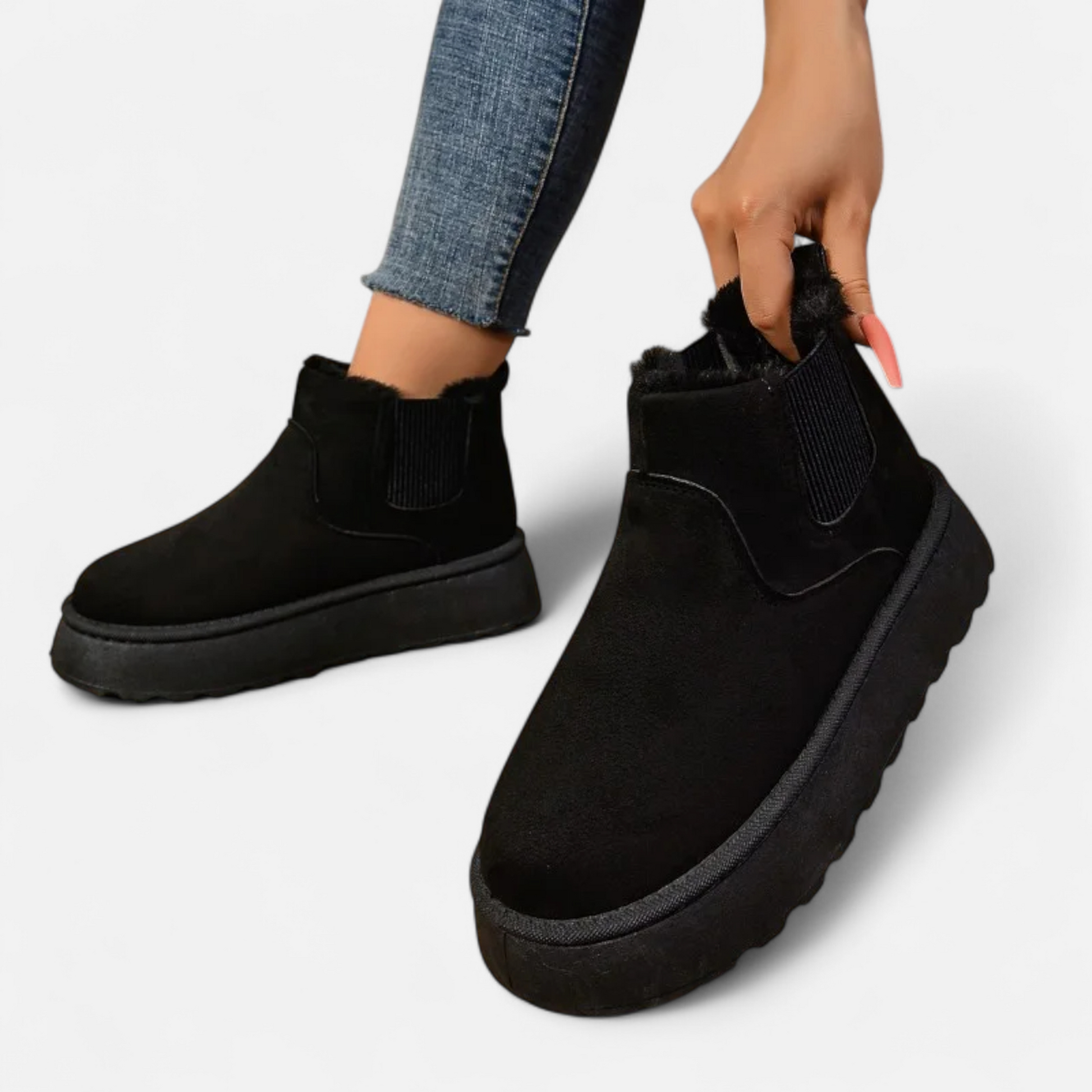 Women’s Short Plush Platform Ankle Boots - Sofia Maris