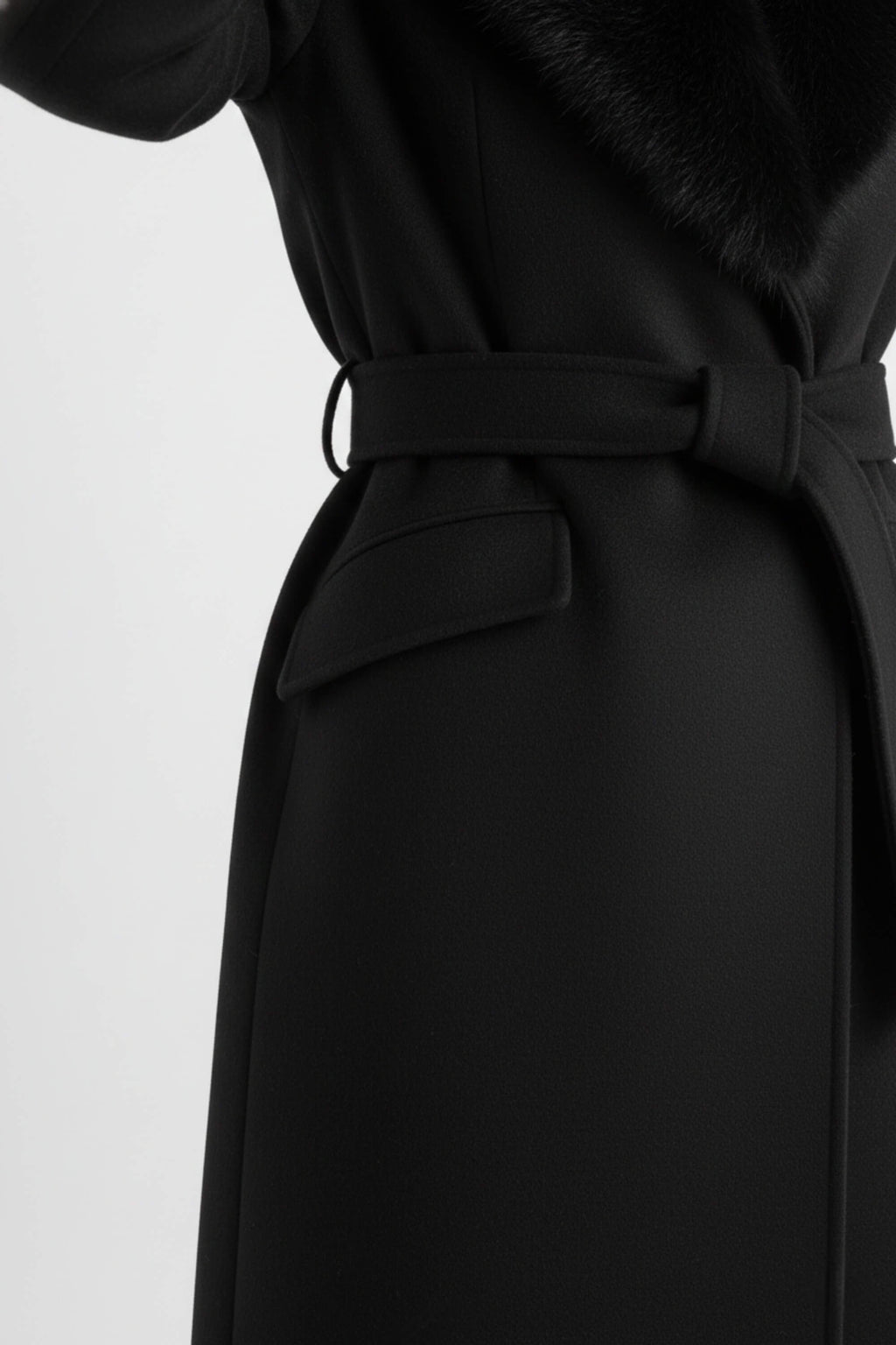 Sofia Maris | Women’s Long Coat with Faux Fur Collar