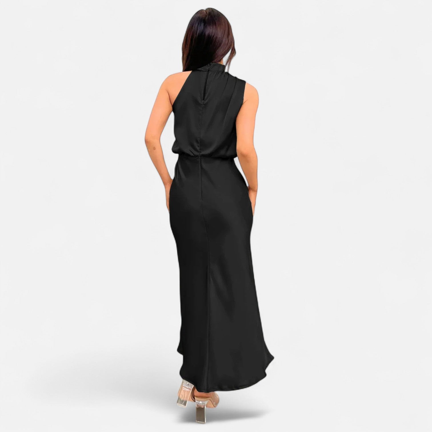 Sofia Maris Women’s Satin Sleeveless Long Dress – Fluid Drape, Timeless Elegance - Sofia Maris