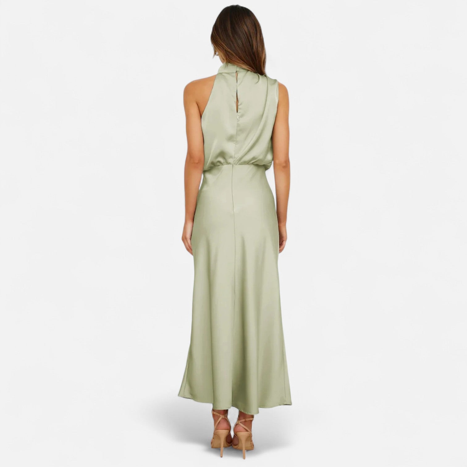 Sofia Maris Women’s Satin Sleeveless Long Dress – Fluid Drape, Timeless Elegance - Sofia Maris