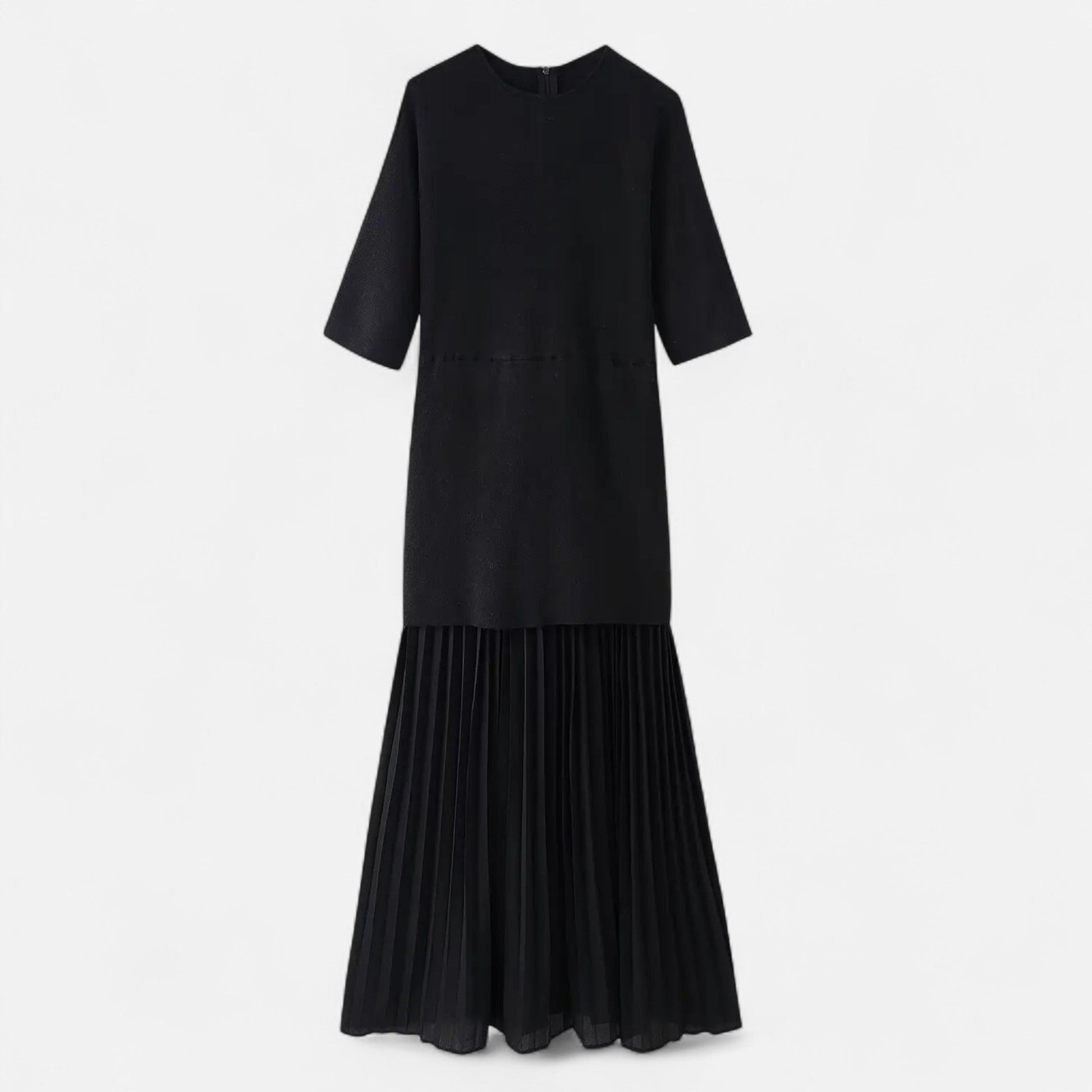 Sofia Maris | Women’s Vintage Pleated Dress – Half Sleeve Autumn Elegance