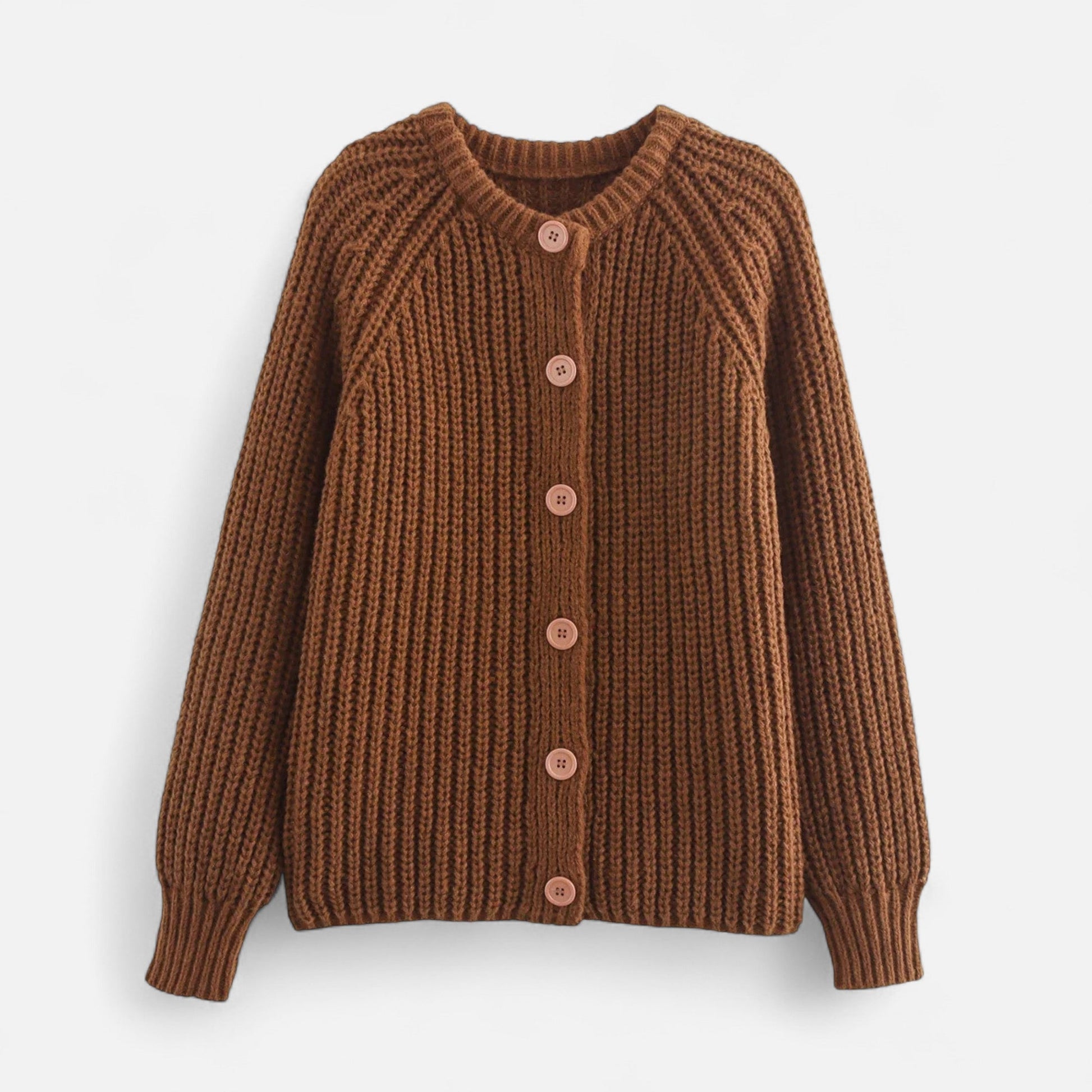 Women’s Vintage Round Neck Knit Cardigan – Effortless Autumn Grace - Sofia Maris