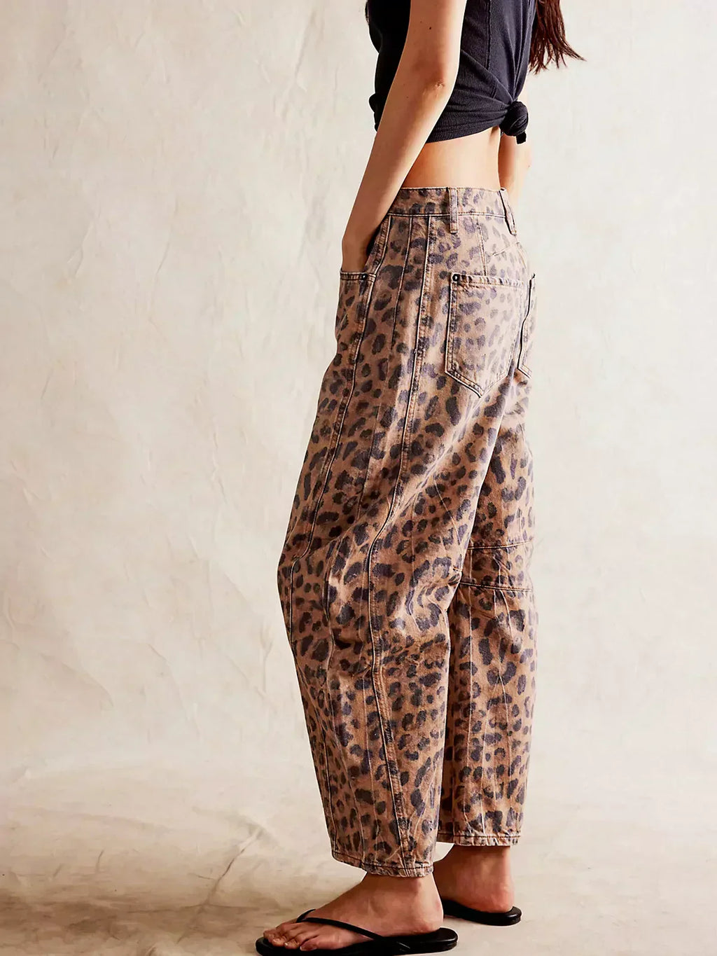 Women's leopard-print barrel jeans - Sofia Maris