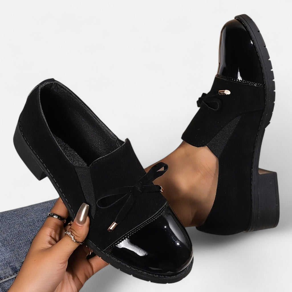 The Sofia Women’s Retro Bow‑knot Chunky‑Heel Loafers - Sofia Maris