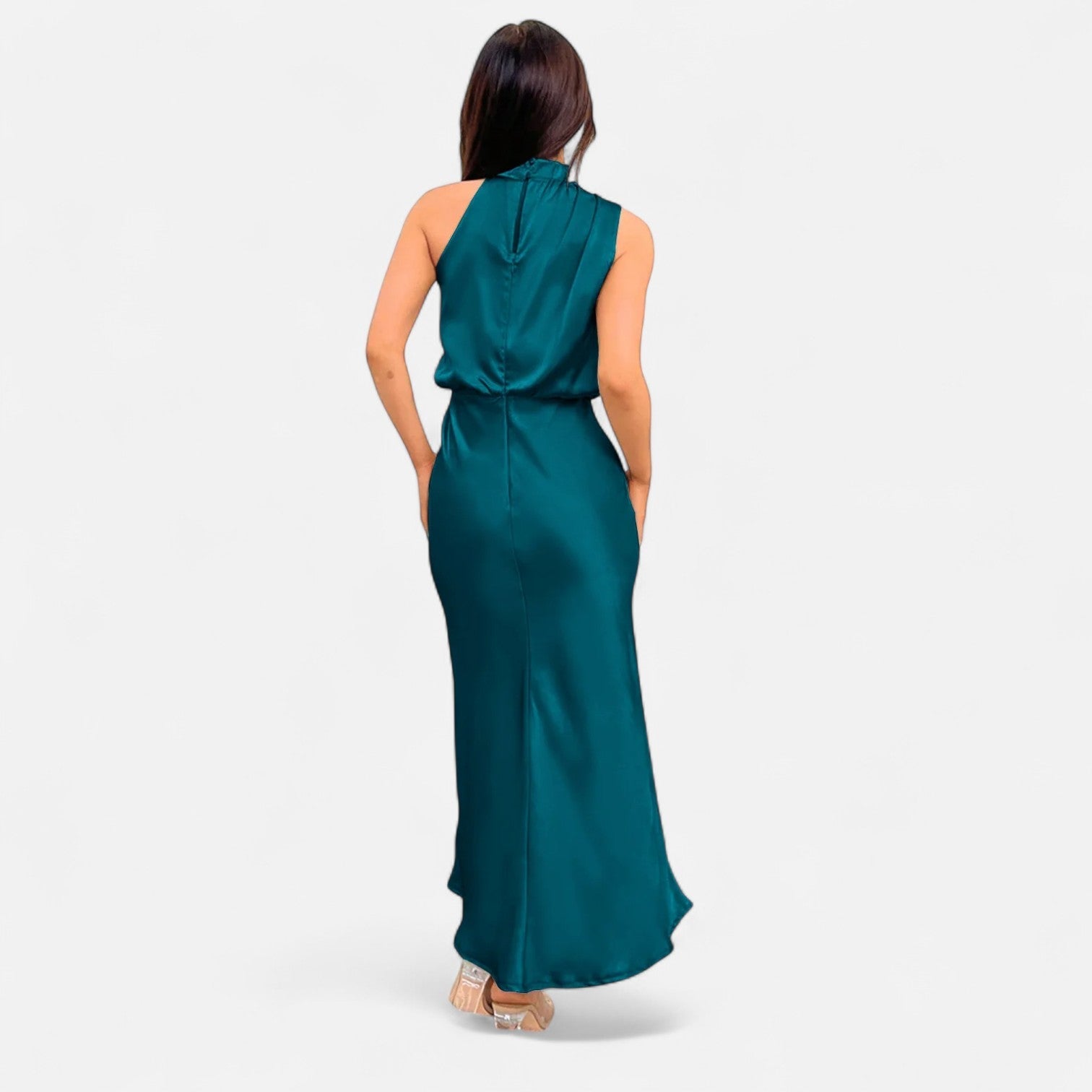 Sofia Maris Women’s Satin Sleeveless Long Dress – Fluid Drape, Timeless Elegance - Sofia Maris