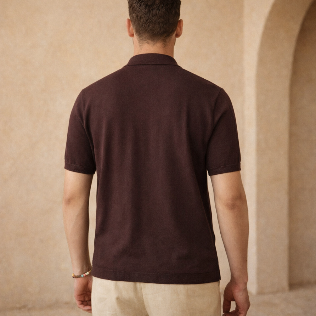 Men’s Retro Striped Knit Polo Shirt