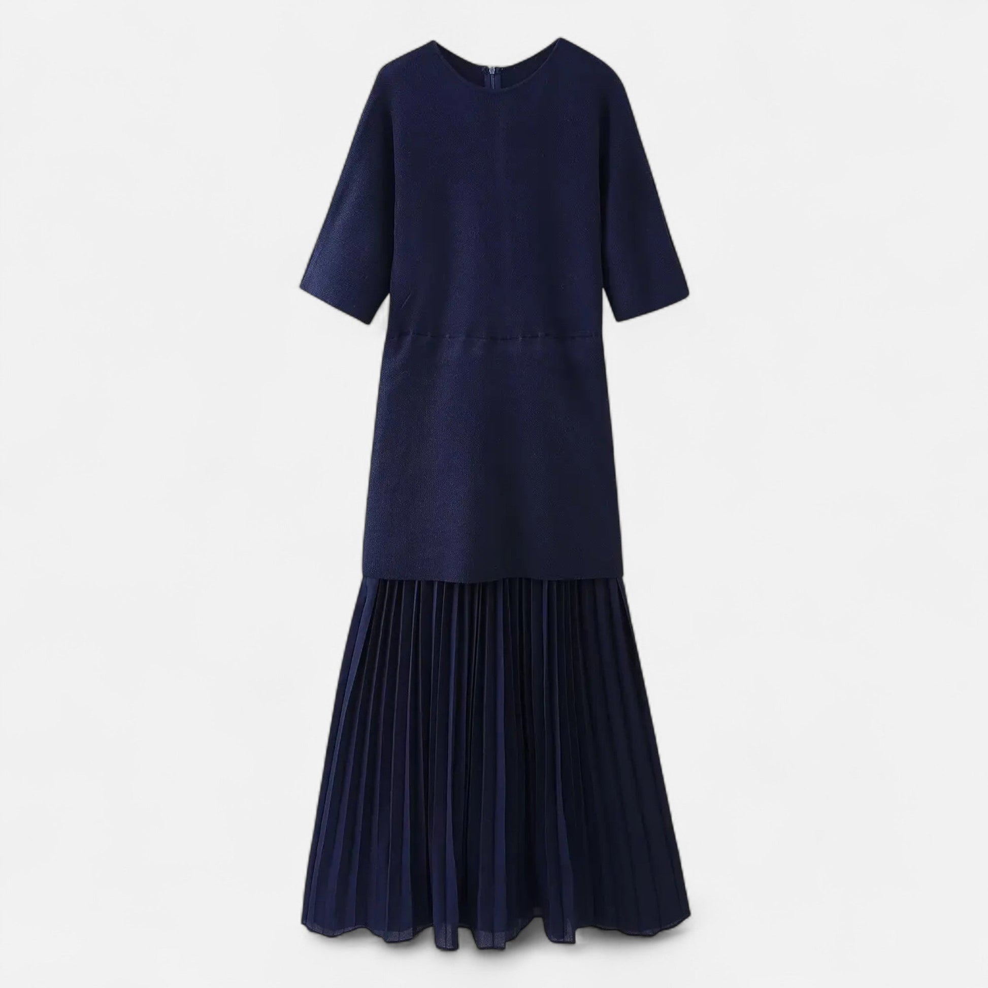 Sofia Maris | Women’s Vintage Pleated Dress – Half Sleeve Autumn Elegance