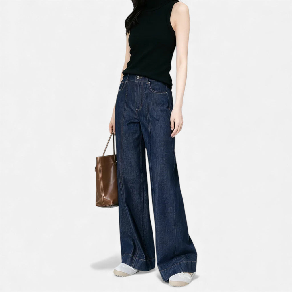Sofia Maris | Women’s High-Waist Wide Leg Cotton-Blend Jeans