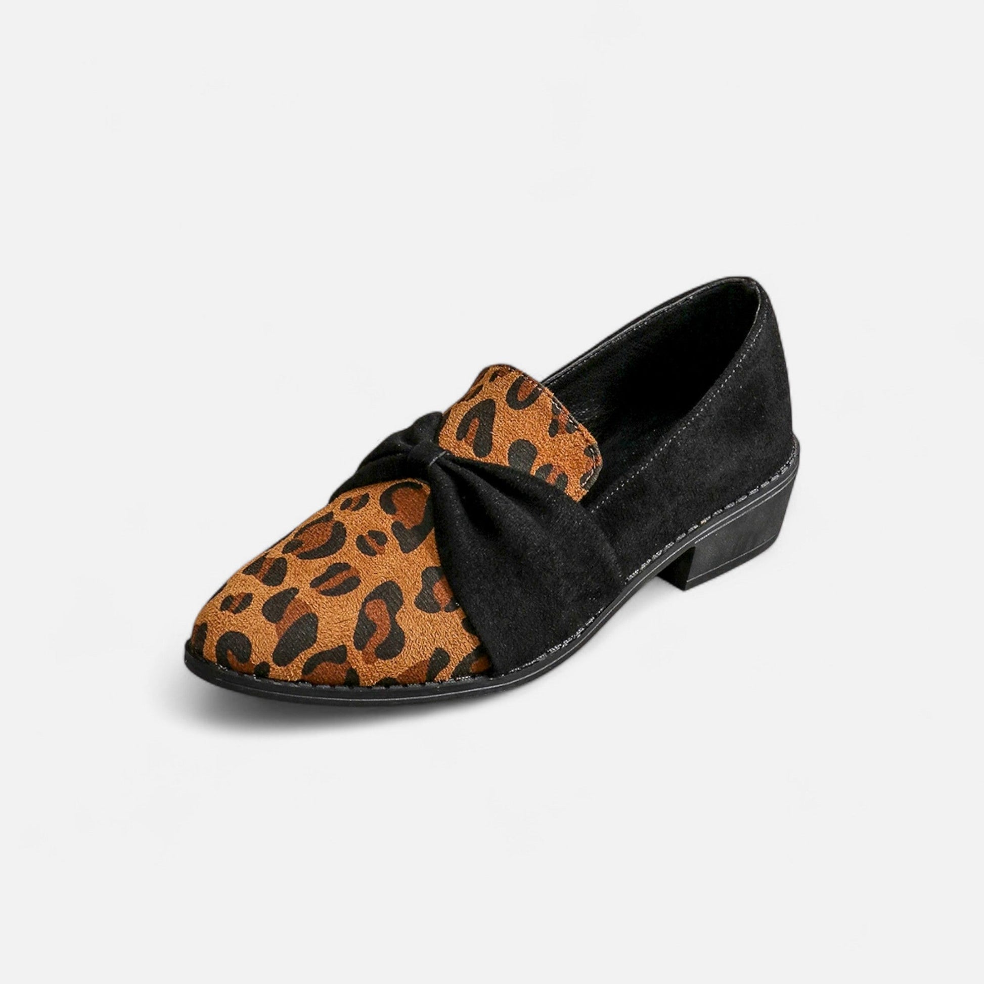 Sofia Maris Women’s Suede Loafers – Leopard Print Mid-Heel - Sofia Maris