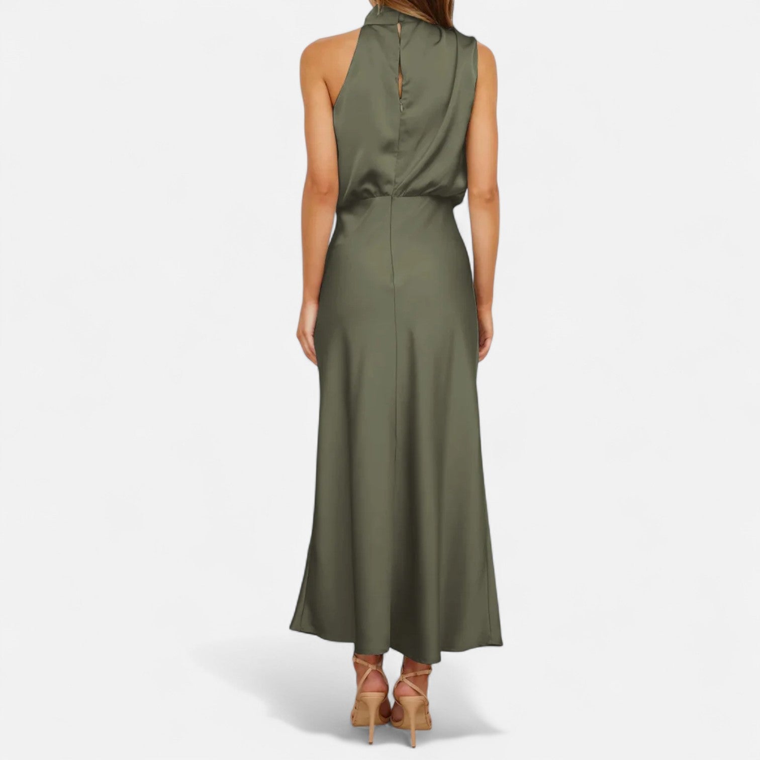 Sofia Maris Women’s Satin Sleeveless Long Dress – Fluid Drape, Timeless Elegance - Sofia Maris