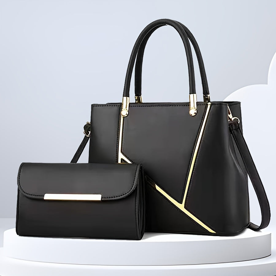Women's 2-Piece Handbag Set - Stylish Top-Handle & Clutch