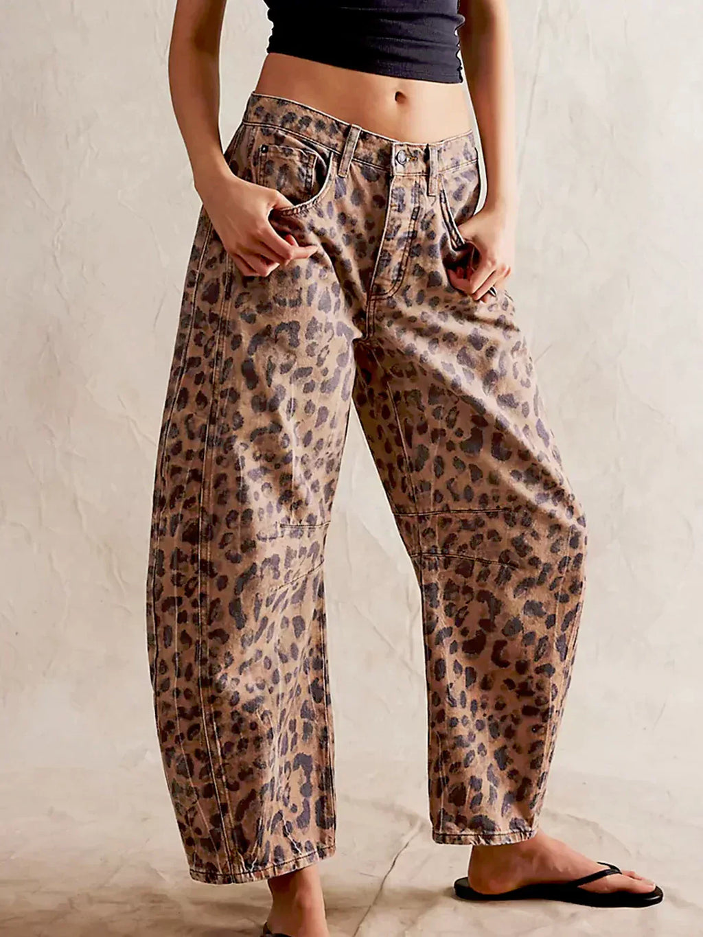 Women's leopard-print barrel jeans - Sofia Maris
