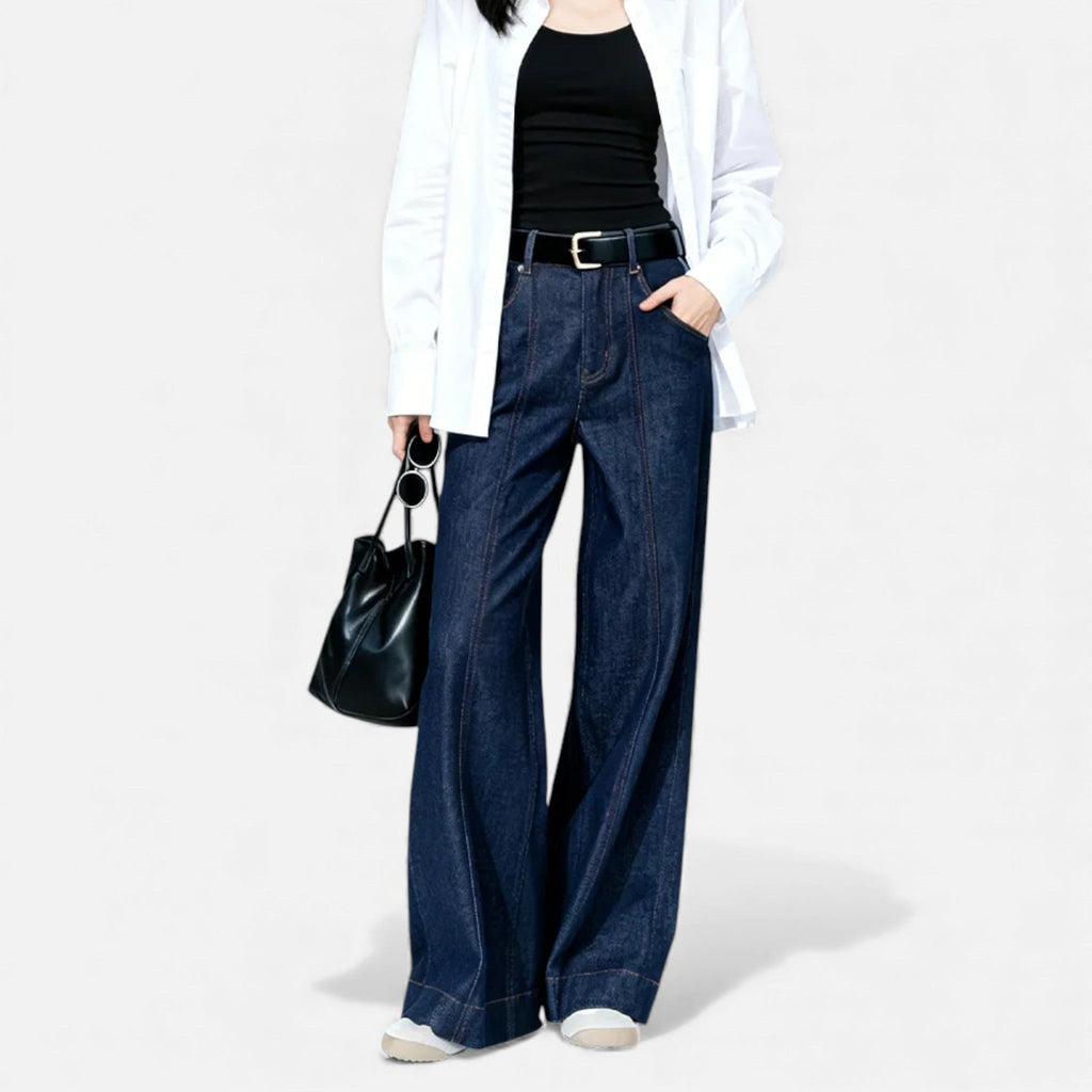 Sofia Maris | Women’s High-Waist Wide Leg Cotton-Blend Jeans