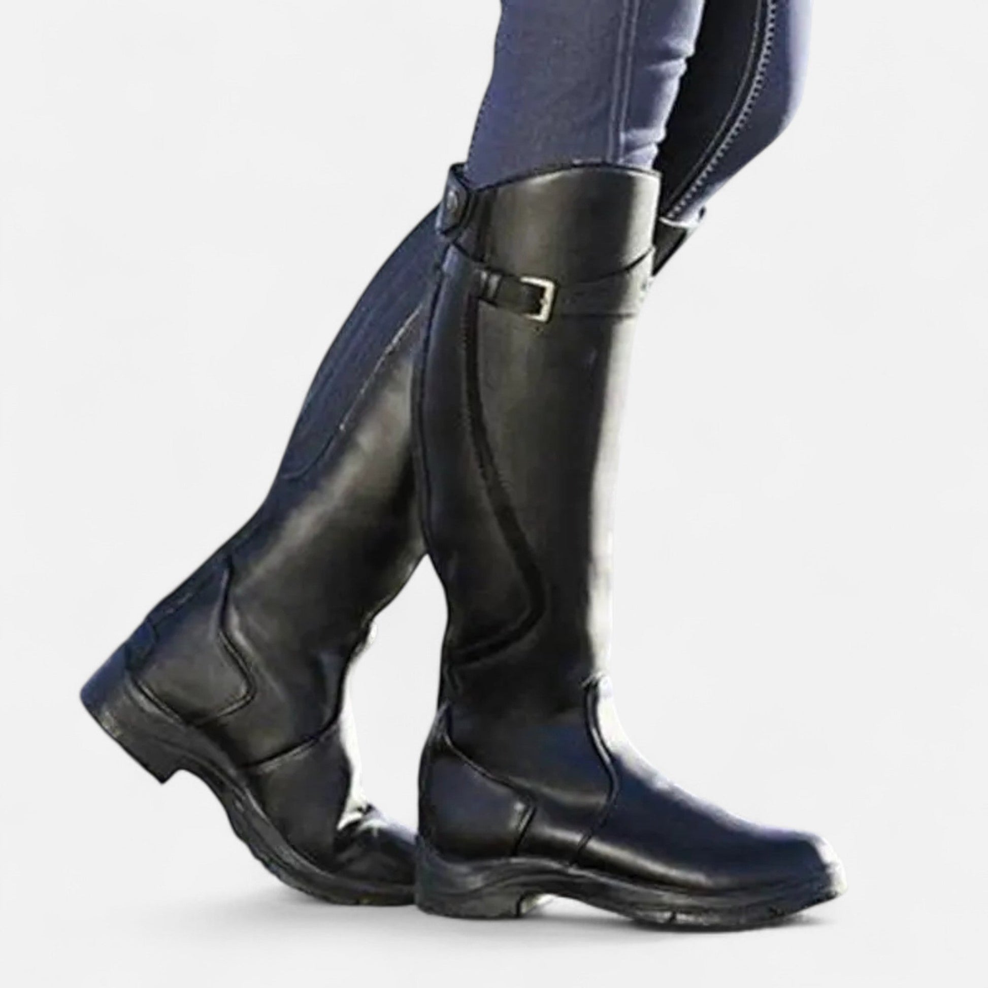 Women’s Knee-High PU Leather Heel Boots – “Angel Baby” Motif - Sofia Maris