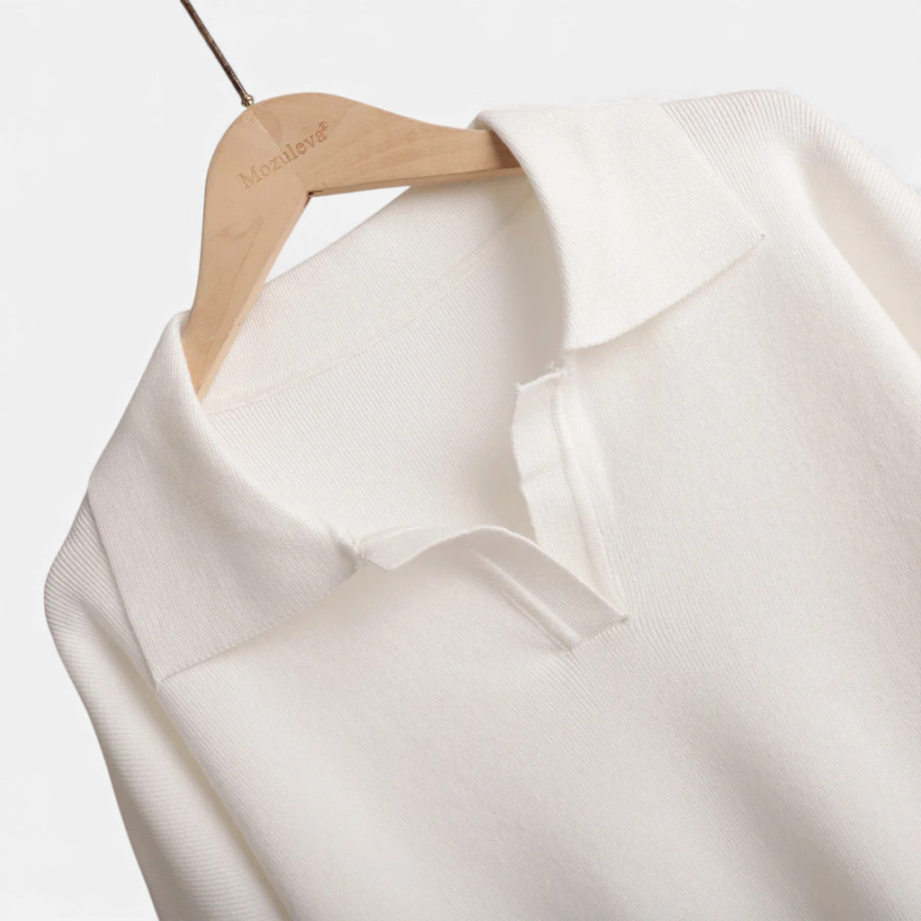 Women’s Cashmere-Feel Polo Lounge Set with Elegant Knit Detail - Sofia Maris