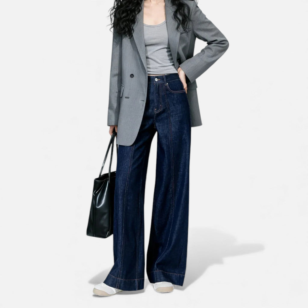 Sofia Maris | Women’s High-Waist Wide Leg Cotton-Blend Jeans