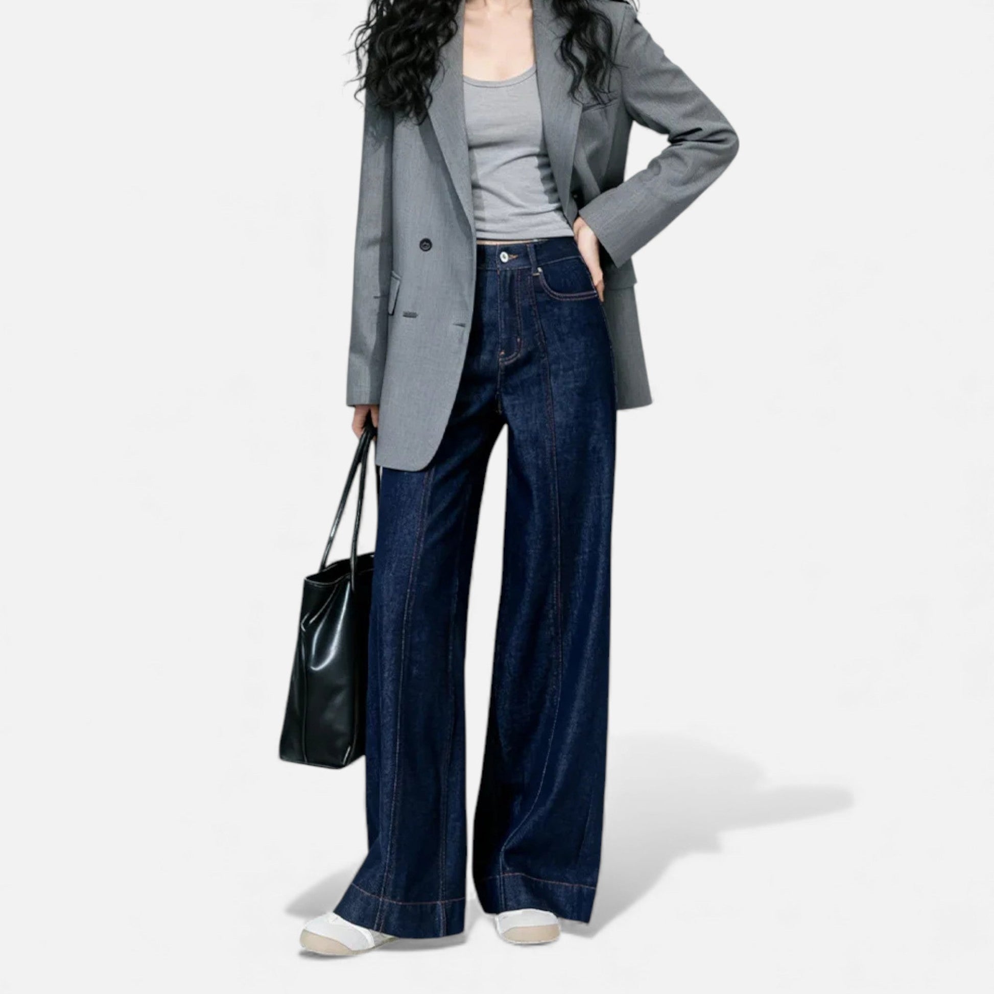 Sofia Maris | Women’s High-Waist Wide Leg Cotton-Blend Jeans