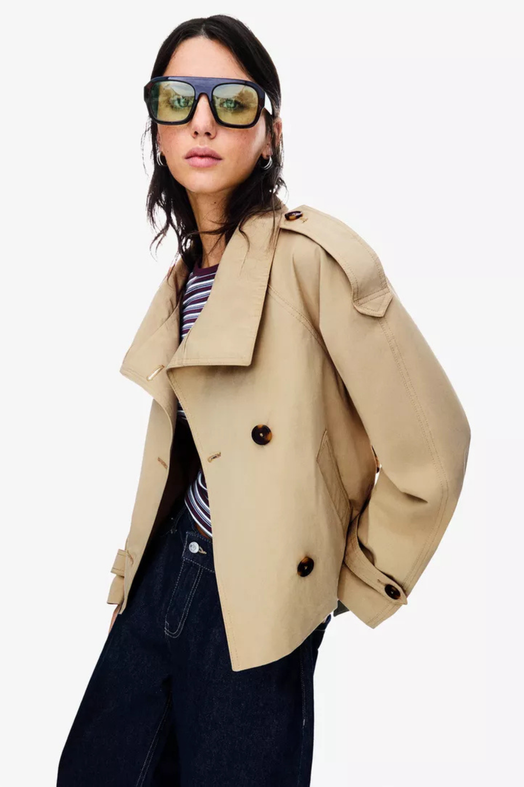 Women’s Trench Coat – Short Belted Double-Breasted Jacket - Sofia Maris