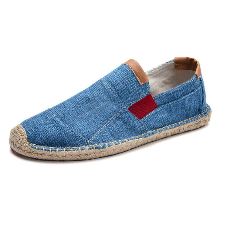 Men’s Lightweight Canvas Slip On Espadrilles with Woven Jute Sole and Elastic Side Panels